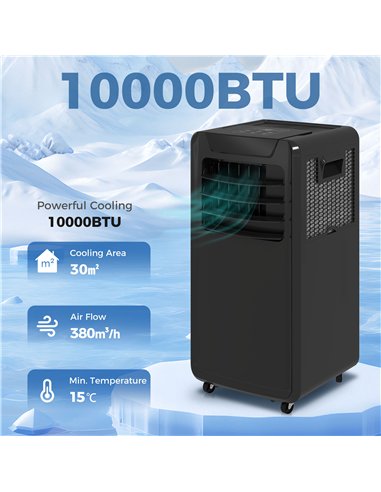 HOMCOM Air Conditioning Unit 10000 BTU, 4-in-1 Portable Air Conditioner with Remote Control, LED Display, 2 Speeds, Black