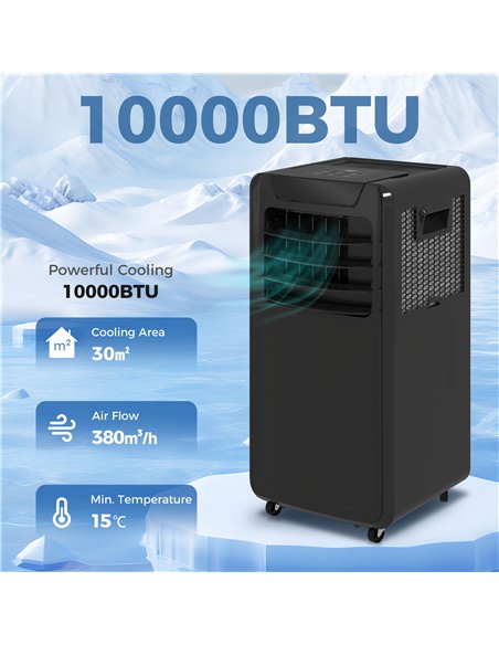 HOMCOM Air Conditioning Unit 10000 BTU, 4-in-1 Portable Air Conditioner with Remote Control, LED Display, 2 Speeds, Black - pic 178514 | FastDaddyshop