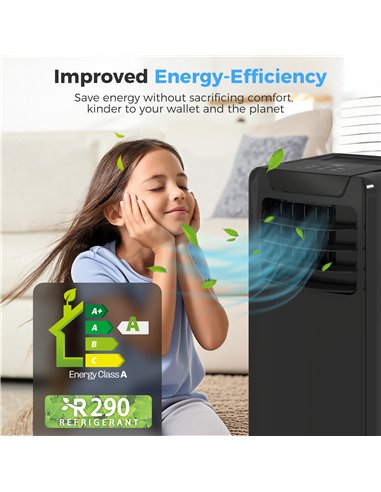 HOMCOM Air Conditioning Unit 10000 BTU, 4-in-1 Portable Air Conditioner with Remote Control, LED Display, 2 Speeds, Black