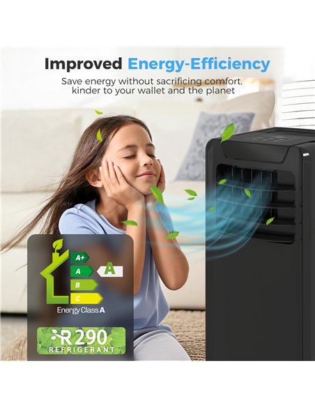 HOMCOM Air Conditioning Unit 10000 BTU, 4-in-1 Portable Air Conditioner with Remote Control, LED Display, 2 Speeds, Black - pic 178516 | FastDaddyshop