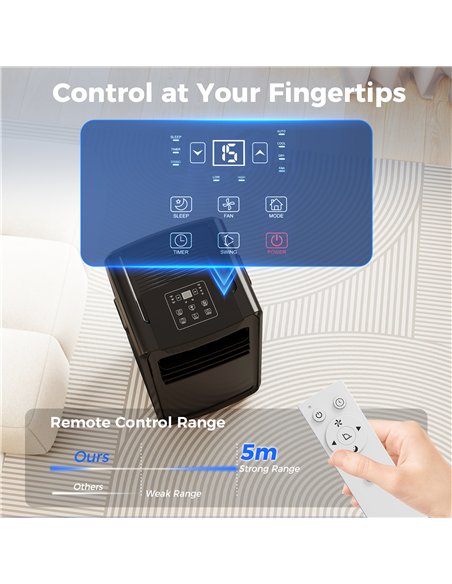 HOMCOM Air Conditioning Unit 10000 BTU, 4-in-1 Portable Air Conditioner with Remote Control, LED Display, 2 Speeds, Black - pic 178517 | FastDaddyshop