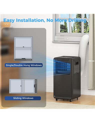 HOMCOM Air Conditioning Unit 10000 BTU, 4-in-1 Portable Air Conditioner with Remote Control, LED Display, 2 Speeds, Black