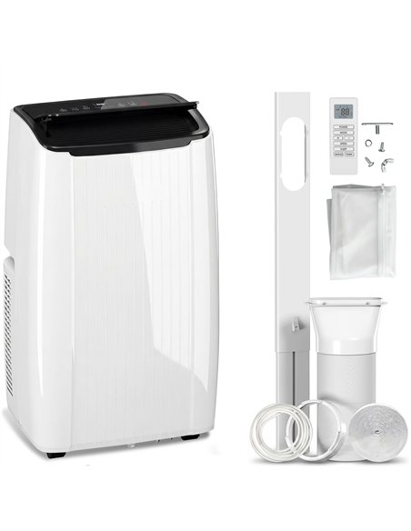 HOMCOM 12000 BTU 5-in-1 Portable Air Conditioner with Cool, Heat, Dehumidifier, Fan, Sleep, WiFi Voice Control, White - pic 178538 | FastDaddyshop