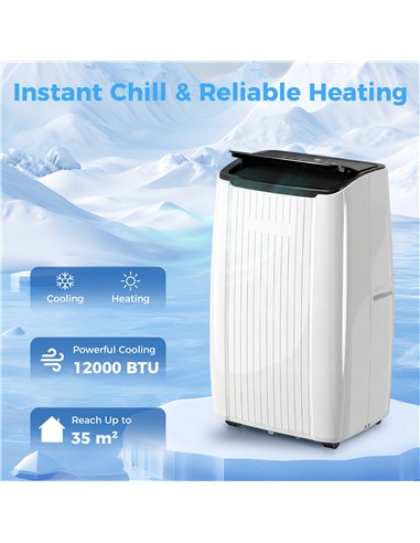 HOMCOM 12000 BTU 5-in-1 Portable Air Conditioner with Cool, Heat, Dehumidifier, Fan, Sleep, WiFi Voice Control, White