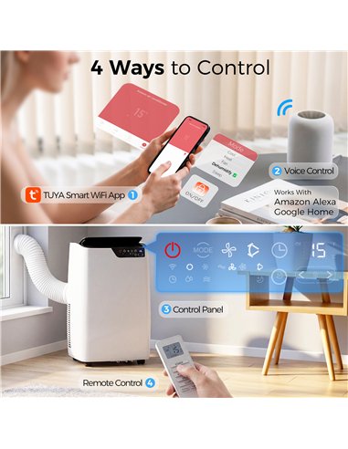 HOMCOM Portable Air Conditioner 12000 BTU, 4-in-1 AC Unit with Cool, Dehumidifier, Fan, Sleep Mode, WiFi Voice Remote Control