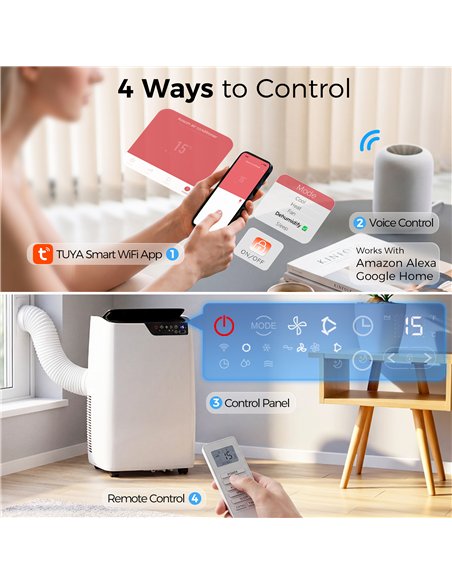HOMCOM Portable Air Conditioner 12000 BTU, 4-in-1 AC Unit with Cool, Dehumidifier, Fan, Sleep Mode, WiFi Voice Remote Control - pic 178551 | FastDaddyshop