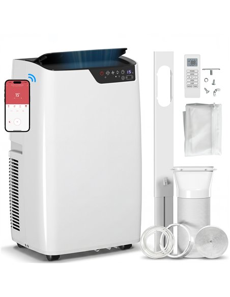 HOMCOM Portable Air Conditioner 14000 BTU, 4-in-1 AC Unit with Cool, Dehumidifier, Fan, Sleep Mode, WiFi Voice Remote Control - pic 178556 | FastDaddyshop