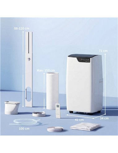 HOMCOM Portable Air Conditioner 14000 BTU, 4-in-1 AC Unit with Cool, Dehumidifier, Fan, Sleep Mode, WiFi Voice Remote Control