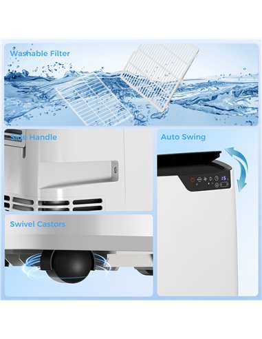 HOMCOM Portable Air Conditioner 14000 BTU, 4-in-1 AC Unit with Cool, Dehumidifier, Fan, Sleep Mode, WiFi Voice Remote Control