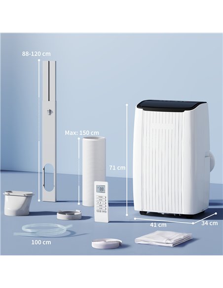 HOMCOM 14000 BTU 5-in-1 Portable Air Conditioner with Cool, Heat, Dehumidifier, Fan, Sleep, WiFi Voice Control, White - pic 178567 | FastDaddyshop