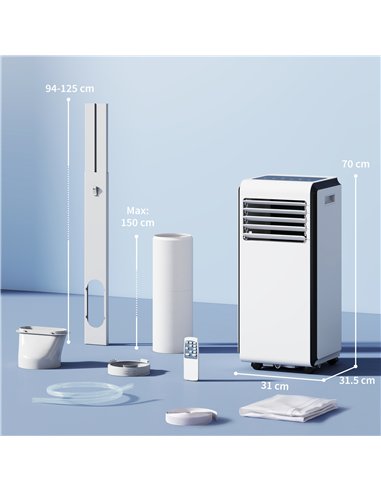 HOMCOM Portable Air Conditioner 9000 BTU, 4-in-1 Air Conditioning Unit with Cooling, Dehumidifier, Fan, Sleep Mode, White