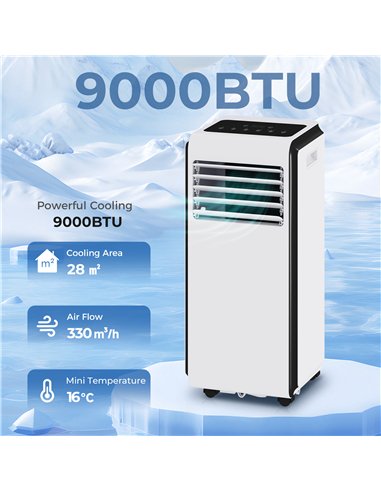 HOMCOM Portable Air Conditioner 9000 BTU, 4-in-1 Air Conditioning Unit with Cooling, Dehumidifier, Fan, Sleep Mode, White