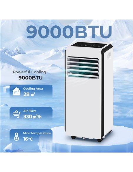 HOMCOM Portable Air Conditioner 9000 BTU, 4-in-1 Air Conditioning Unit with Cooling, Dehumidifier, Fan, Sleep Mode, White - pic 178577 | FastDaddyshop