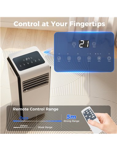 HOMCOM Portable Air Conditioner 9000 BTU, 4-in-1 Air Conditioning Unit with Cooling, Dehumidifier, Fan, Sleep Mode, White