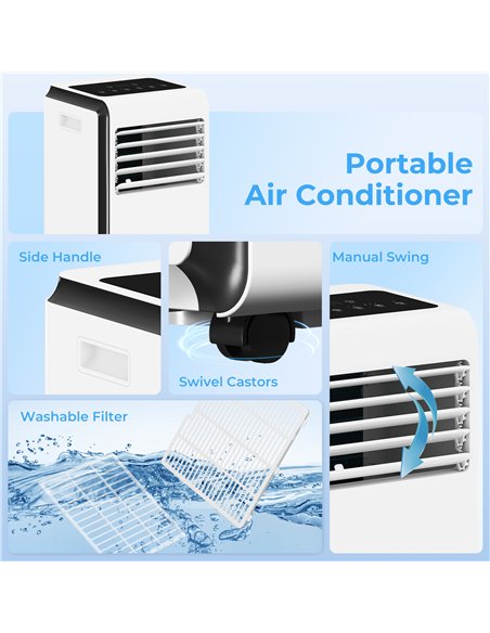 HOMCOM Portable Air Conditioner 9000 BTU, 4-in-1 Air Conditioning Unit with Cooling, Dehumidifier, Fan, Sleep Mode, White - pic 178582 | FastDaddyshop