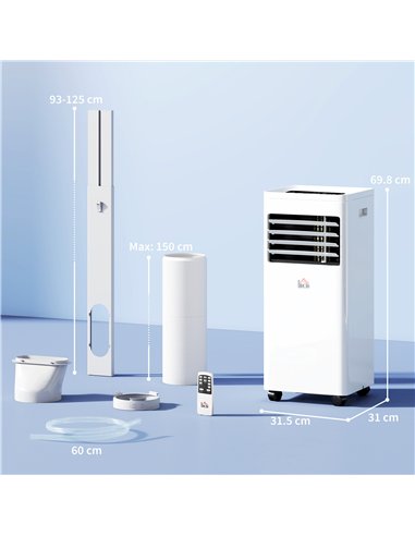 HOMCOM Portable Air Conditioner 9000 BTU, Air Conditioning Unit with Digital Display for Room up to 28㎡