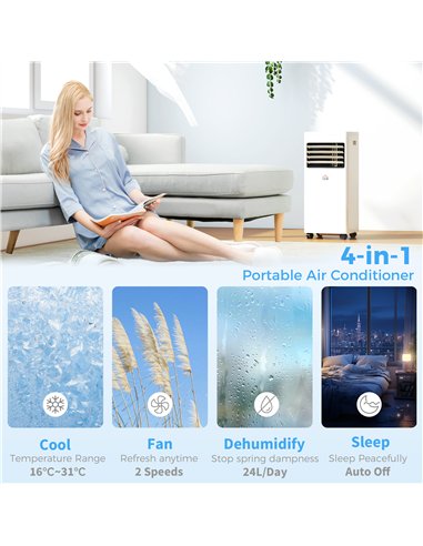 HOMCOM Portable Air Conditioner 9000 BTU, Air Conditioning Unit with Digital Display for Room up to 28㎡