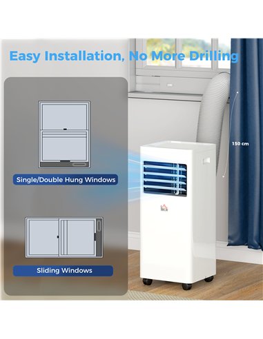 HOMCOM Portable Air Conditioner 9000 BTU, Air Conditioning Unit with Digital Display for Room up to 28㎡
