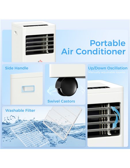 HOMCOM Portable Air Conditioner 9000 BTU, Air Conditioning Unit with Digital Display for Room up to 28㎡ - pic 178591 | FastDaddyshop