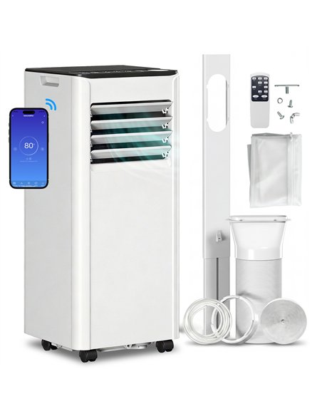 HOMCOM Portable Air Conditioner 7000 BTU, 4-in-1 AC Unit with Cool, Dehumidifier, Fan, Sleep Mode, WiFi Voice Remote Control - pic 178601 | FastDaddyshop