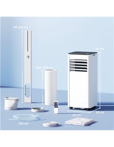 HOMCOM Portable Air Conditioner 7000 BTU, 4-in-1 AC Unit with Cool, Dehumidifier, Fan, Sleep Mode, WiFi Voice Remote Control