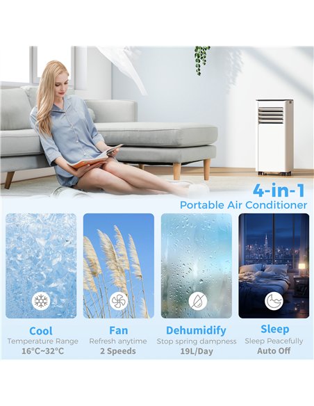 HOMCOM Portable Air Conditioner 7000 BTU, 4-in-1 AC Unit with Cool, Dehumidifier, Fan, Sleep Mode, WiFi Voice Remote Control - pic 178605 | FastDaddyshop