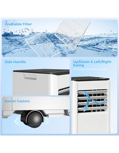 HOMCOM Portable Air Conditioner 7000 BTU, 4-in-1 AC Unit with Cool, Dehumidifier, Fan, Sleep Mode, WiFi Voice Remote Control