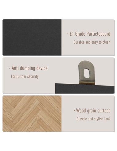 HOMCOM Modern Wardrobe Cabinet Wood Grain Sticker Surface with Shelf, Hanging Rod and 2 Drawers 90x50x190cm