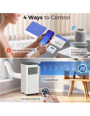 HOMCOM Portable Air Conditioner 5000 BTU, 4-in-1 AC Unit with Cool, Dehumidifier, Fan, Sleep Mode, WiFi Voice Remote Control