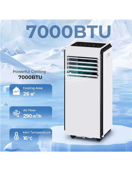 HOMCOM Portable Air Conditioner 7000 BTU, 4-in-1 Air Conditioning Unit with Cooling, Dehumidifier, Fan, Sleep Mode, White - pic 178622 | FastDaddyshop