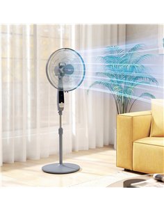 HOMCOM 16in Pedestal Standing Floor Fan, Oscillation Cooling Fan with Remote Control, Grey 2