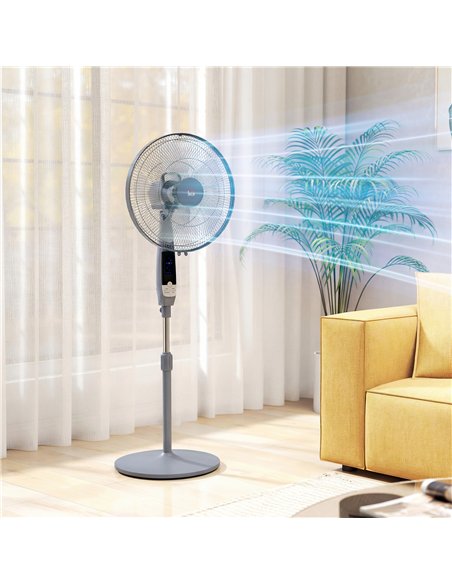 HOMCOM 16in Pedestal Standing Floor Fan, Oscillation Cooling Fan with Remote Control, Grey - pic 178629 | FastDaddyshop