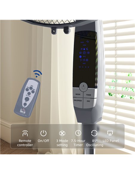 HOMCOM 16in Pedestal Standing Floor Fan, Oscillation Cooling Fan with Remote Control, Grey - pic 178631 | FastDaddyshop