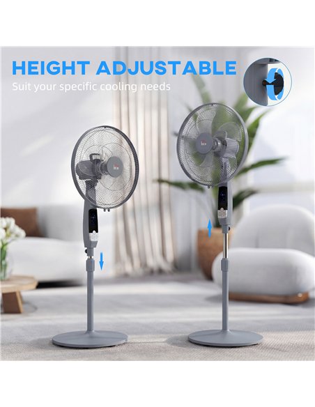 HOMCOM 16in Pedestal Standing Floor Fan, Oscillation Cooling Fan with Remote Control, Grey - pic 178635 | FastDaddyshop