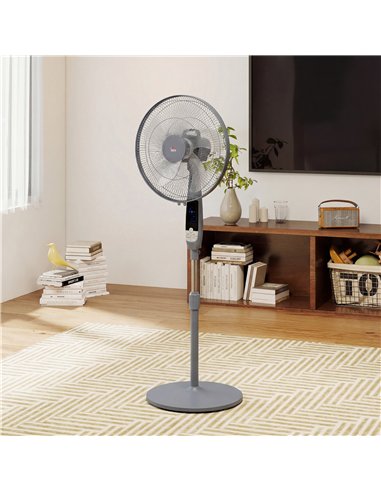 HOMCOM 16in Pedestal Standing Floor Fan, Oscillation Cooling Fan with Remote Control, Grey
