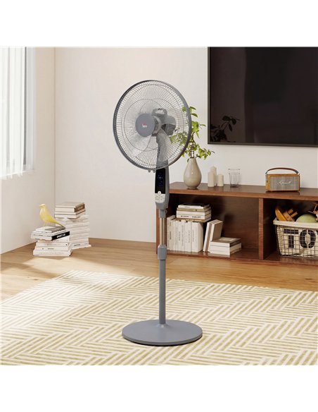 HOMCOM 16in Pedestal Standing Floor Fan, Oscillation Cooling Fan with Remote Control, Grey - pic 178636 | FastDaddyshop