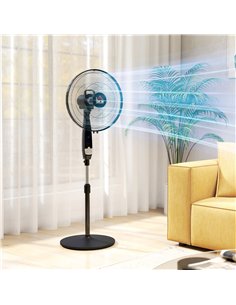 HOMCOM 40 cm Pedestal Standing Floor Fan, Oscillation Cooling Fan with Remote Control, Black 2