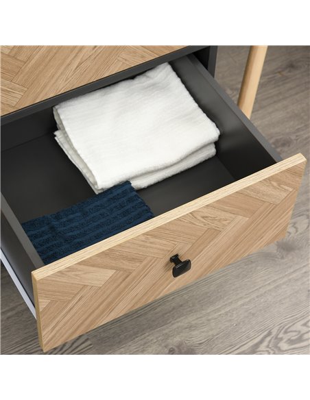 HOMCOM Modern Wardrobe Cabinet Wood Grain Sticker Surface with Shelf, Hanging Rod and 2 Drawers 90x50x190cm - pic 17864 | FastDaddyshop