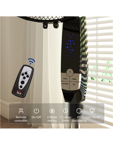HOMCOM 40 cm Pedestal Standing Floor Fan, Oscillation Cooling Fan with Remote Control, Black