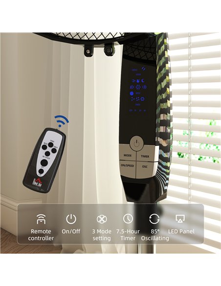 HOMCOM 40 cm Pedestal Standing Floor Fan, Oscillation Cooling Fan with Remote Control, Black - pic 178640 | FastDaddyshop