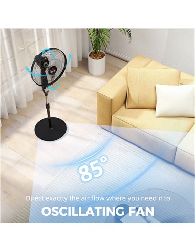 HOMCOM 40 cm Pedestal Standing Floor Fan, Oscillation Cooling Fan with Remote Control, Black