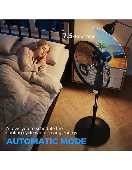 HOMCOM 40 cm Pedestal Standing Floor Fan, Oscillation Cooling Fan with Remote Control, Black - pic 178643 | FastDaddyshop
