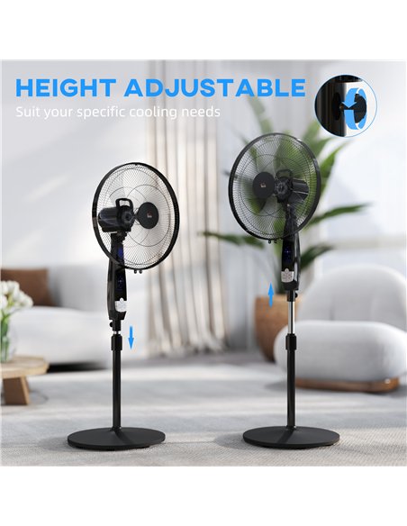HOMCOM 40 cm Pedestal Standing Floor Fan, Oscillation Cooling Fan with Remote Control, Black - pic 178644 | FastDaddyshop