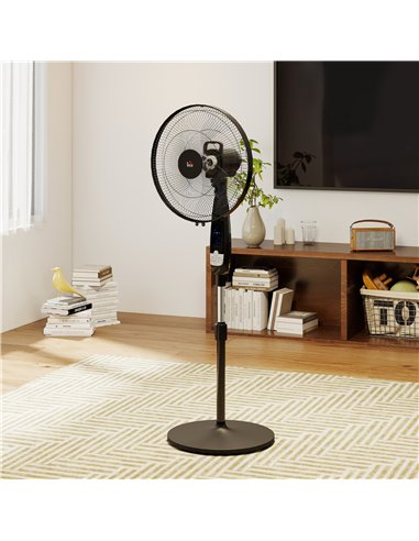 HOMCOM 40 cm Pedestal Standing Floor Fan, Oscillation Cooling Fan with Remote Control, Black