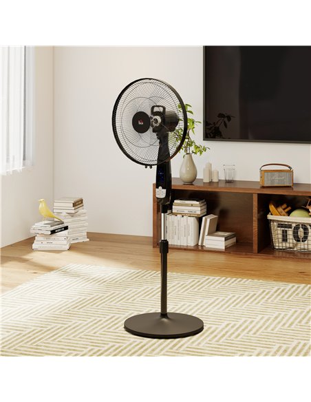 HOMCOM 40 cm Pedestal Standing Floor Fan, Oscillation Cooling Fan with Remote Control, Black - pic 178645 | FastDaddyshop