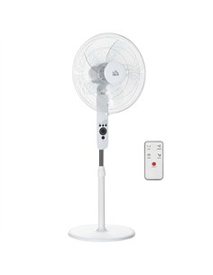 HOMCOM 124cm Pedestal Fan with Sleep Mode, Oscillating Standing Fan with 3 Modes, Remote Control, Adjustable Height, White