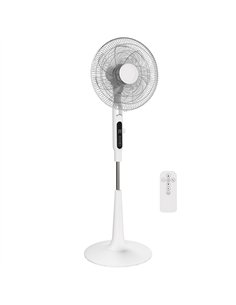 HOMCOM Three Mode Pedestal Fan, with Insect Repellant Box and LED Panel - White