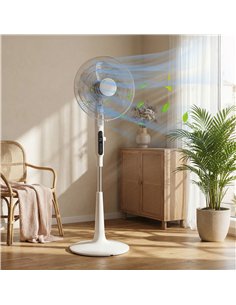 HOMCOM Three Mode Pedestal Fan, with Insect Repellant Box and LED Panel - White 2