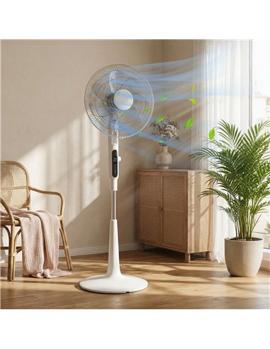 HOMCOM Three Mode Pedestal Fan, with Insect Repellant Box and LED Panel - White
