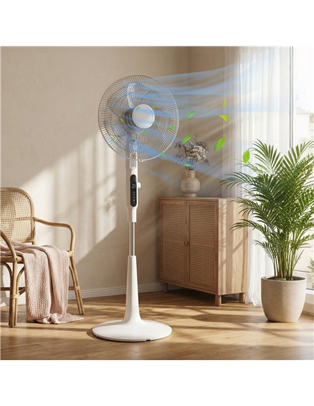 HOMCOM Three Mode Pedestal Fan, with Insect Repellant Box and LED Panel - White - pic 178656 | FastDaddyshop